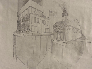 2 point art of a house